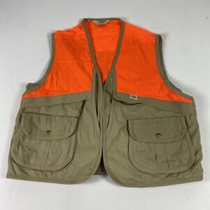 Boyt Hunting Vest Mens 2XL Beige Orange Game Pouch Quilted Outdoor Shooting